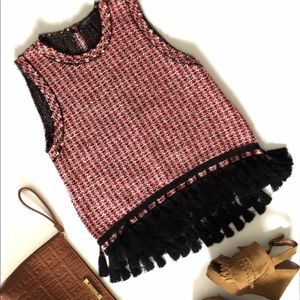 ZARA Tassel Top | Trafaluc Sleeveless Tweed